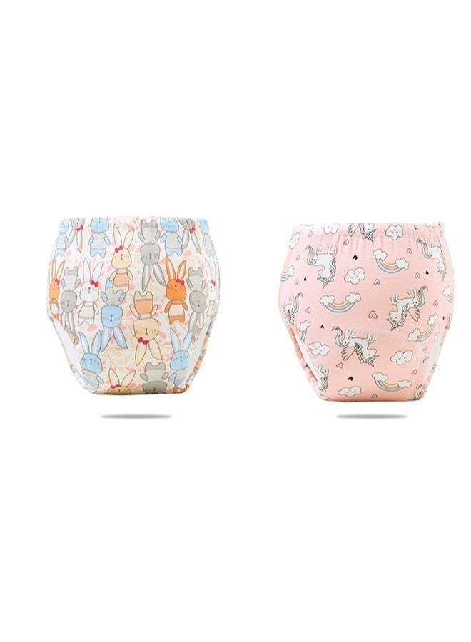 عبوة من قطعتين من سراويل التدريب على استخدام المرحاض للأطفال الأولاد والبنات، سراويل تدريب ماصة للأطفال الصغار مصنوعة من القطن قابلة لإعادة الاستخدام ومطبوعة برسومات للأطفال من وزن 7-14 كجم (2-3 سنوات/مقاس 100). - Image 1